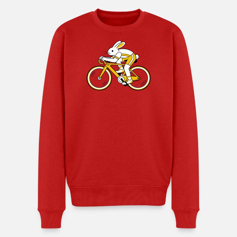Hase auf einem Rennrad - Männer Premium Bio Pullover - Rot
