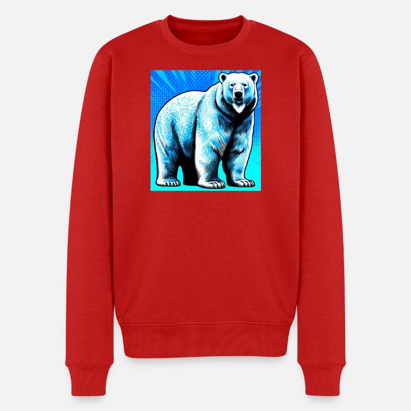 ours blanc - Pull Premium bio Homme - rouge