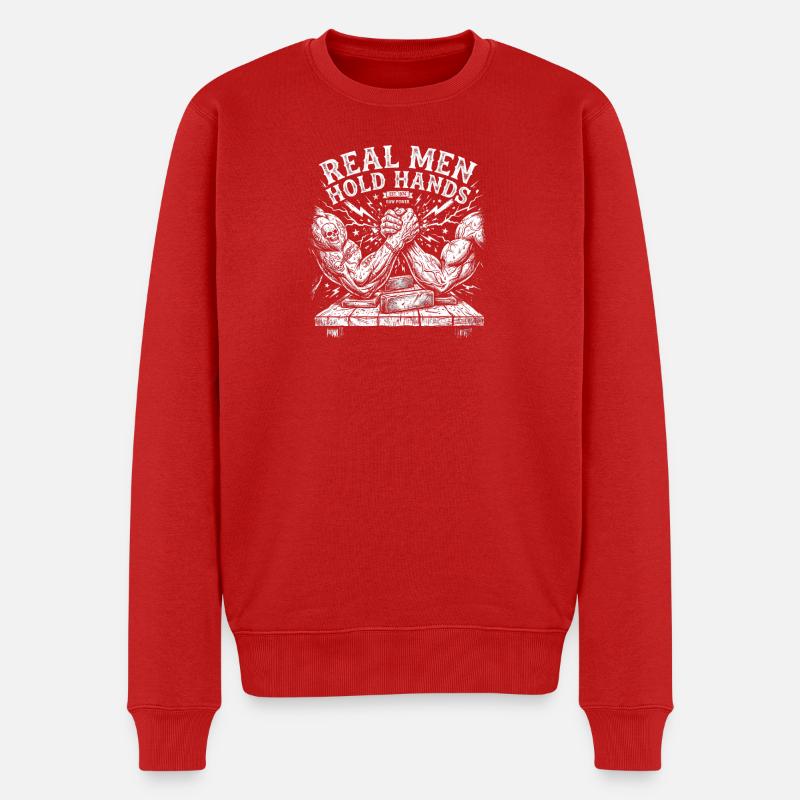 Armdrücken – Echte Männer halten Händchen - Männer Premium Bio Pullover - Rot