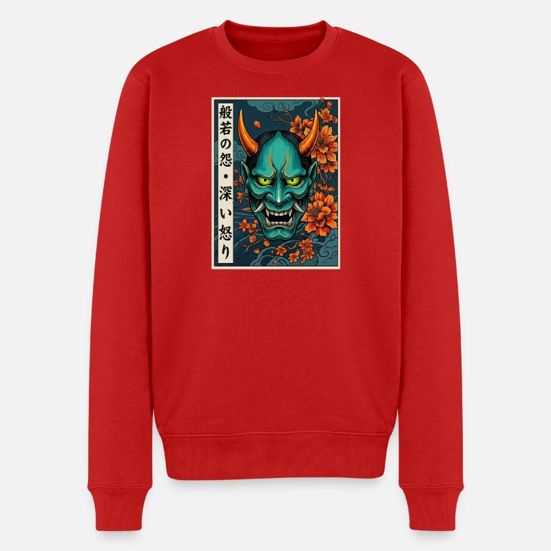 Hannya-Yōkai Dämon Oni - Männer Premium Bio Pullover - Rot