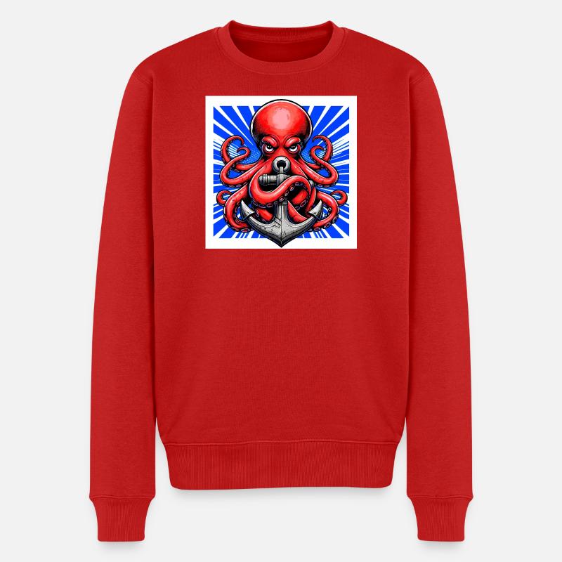 Un Poulpe embrasse une Ancre - Pull Premium bio Homme - rouge