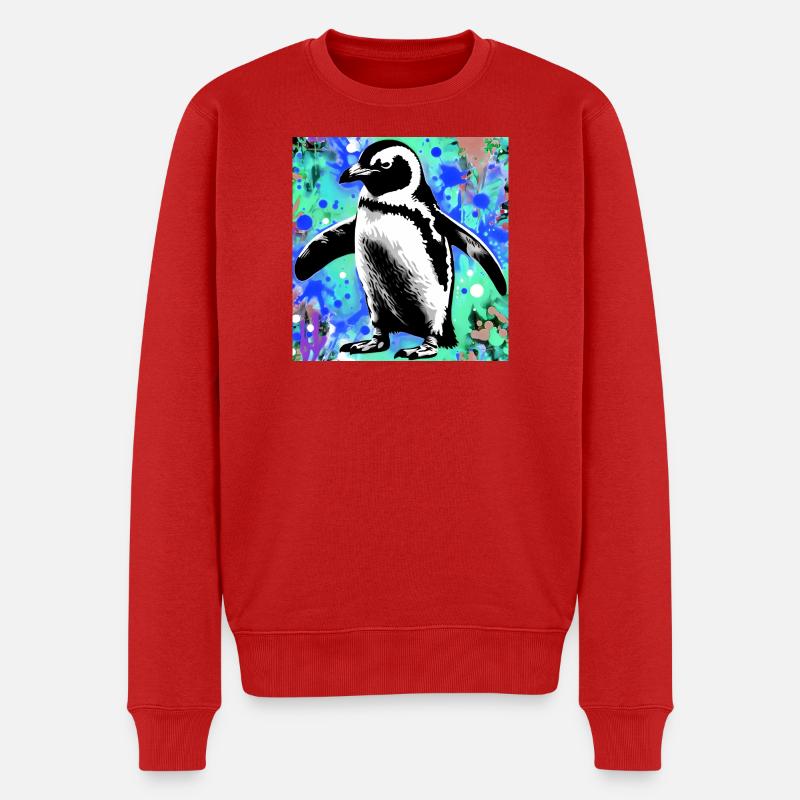 Pinguin - Männer Premium Bio Pullover - Rot