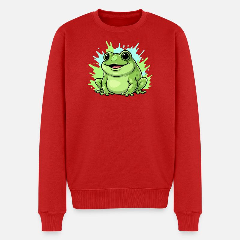 Frösch mit Farbspritzer Hintergrund - Männer Premium Bio Pullover - Rot