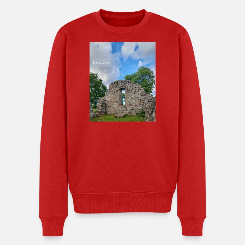 Glauben Sie - Männer Premium Bio Pullover - Rot