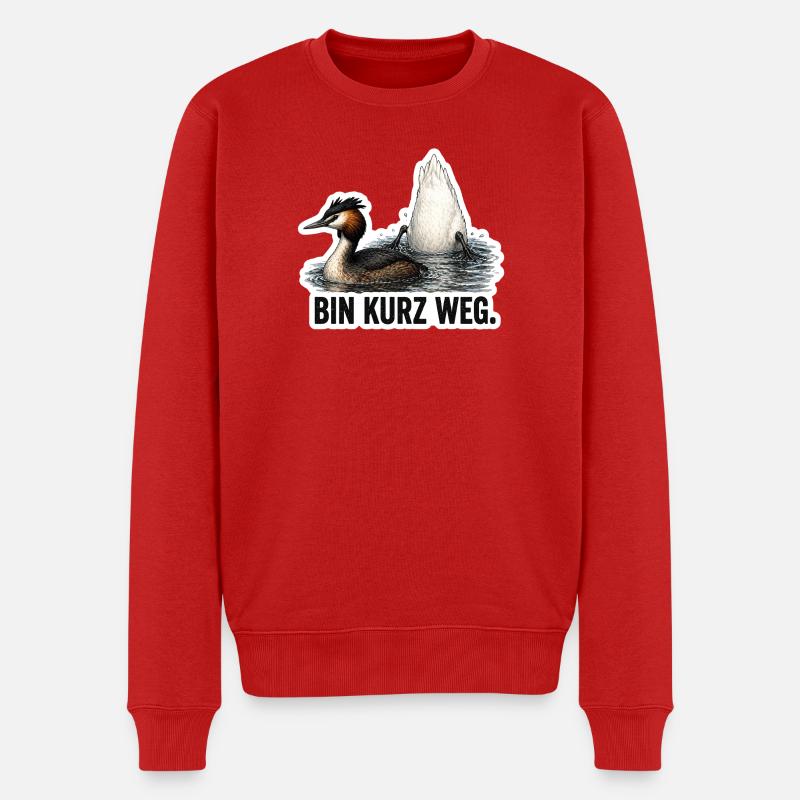 Bin kurz weg – Vogel Motiv - Männer Premium Bio Pullover - Rot