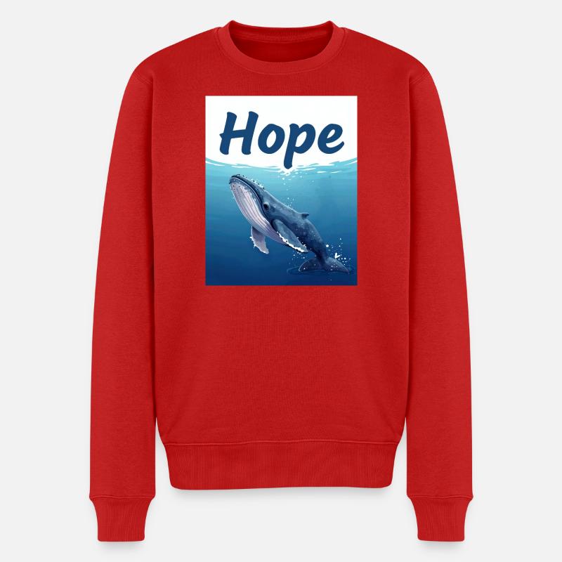 Hope Unterwasserwal - Männer Premium Bio Pullover - Rot