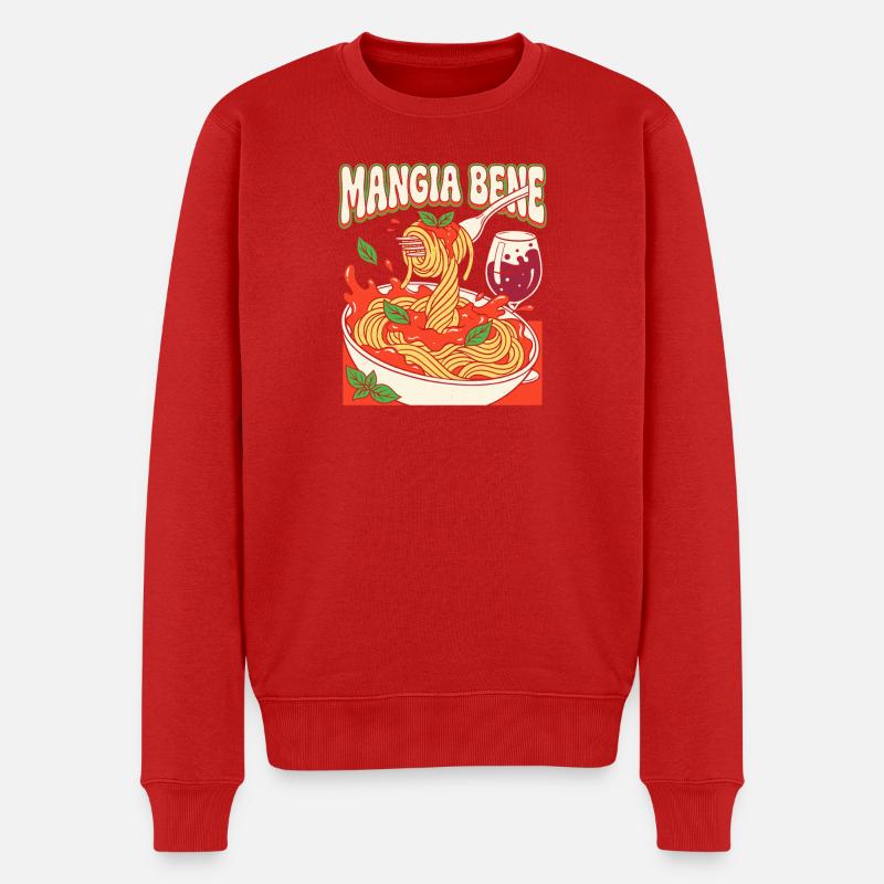 Mangia Bene Pasta Illustration - Männer Premium Bio Pullover - Rot