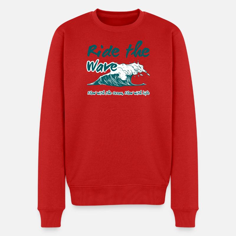 Reite den Wellen-Ozean-Fluss - Männer Premium Bio Pullover - Rot