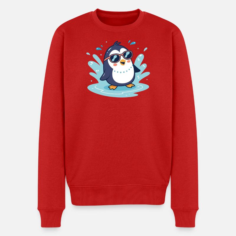 Penguin soleil splash en lunettes - Pull Premium bio Homme - rouge