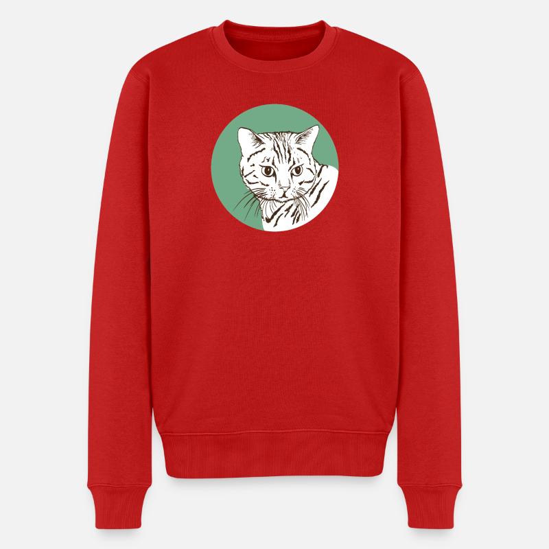Katze - Männer Premium Bio Pullover - Rot