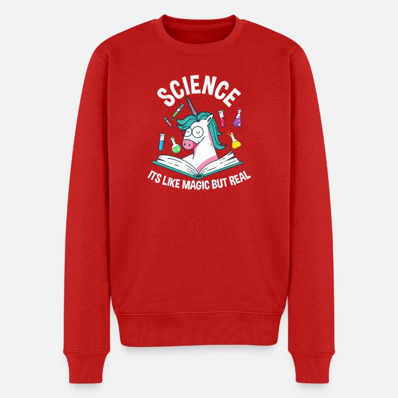 Einhorn-Labor: Wissenschaftsmagie real - Männer Premium Bio Pullover - Rot