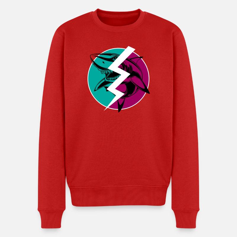 Elektrischer Split Shark - Männer Premium Bio Pullover - Rot