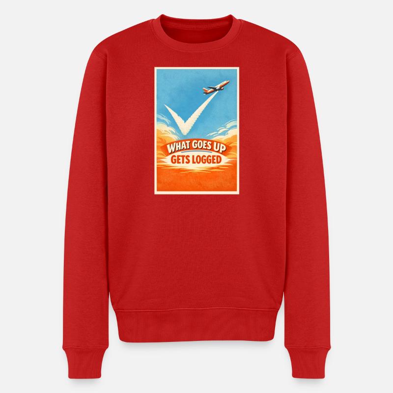Was hochgeht wird geloggt | Plane Spotter - Männer Premium Bio Pullover - Rot