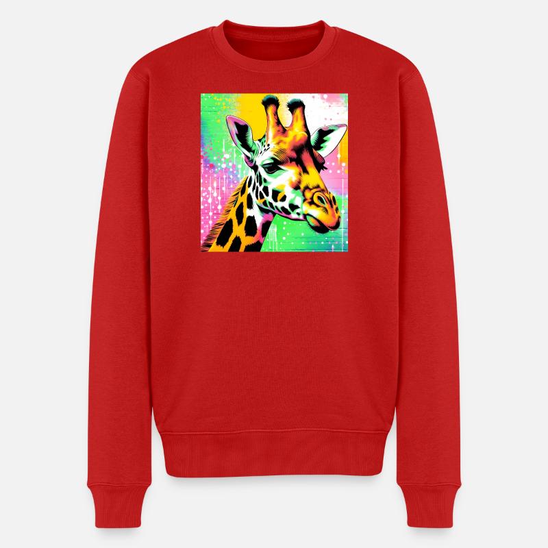 Giraffe - Männer Premium Bio Pullover - Rot