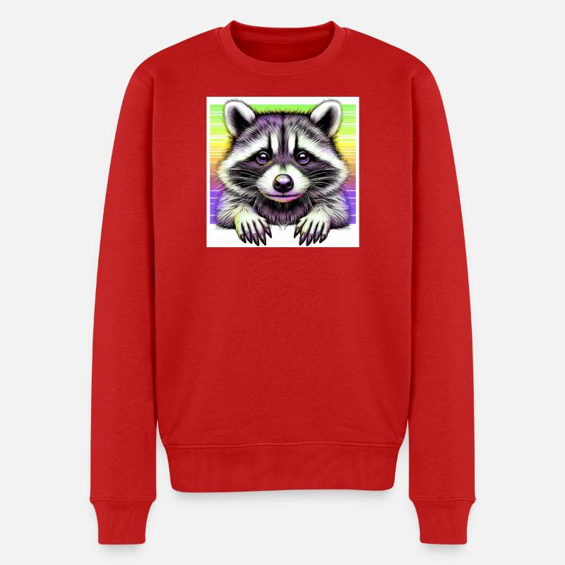Waschbär - Männer Premium Bio Pullover - Rot