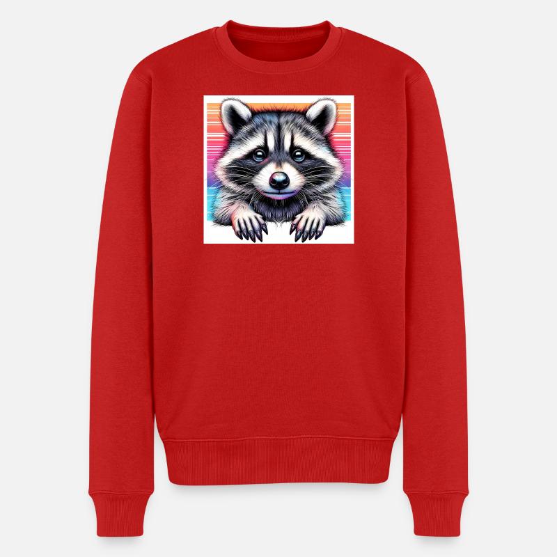 Waschbär - Männer Premium Bio Pullover - Rot