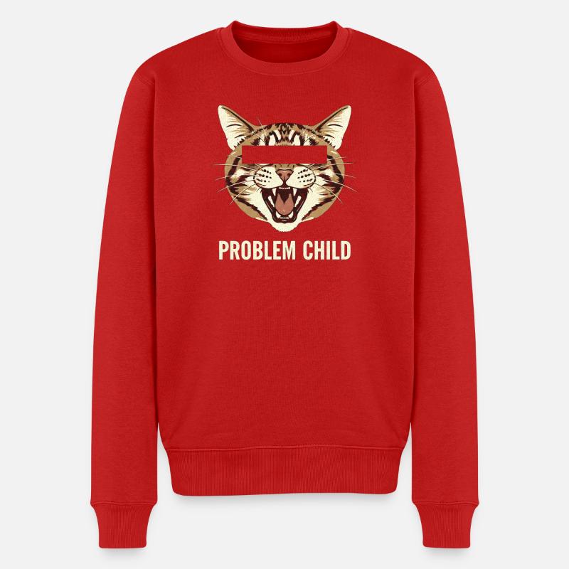 Motif du chat enfant à problèmes - Pull Premium bio Homme - rouge