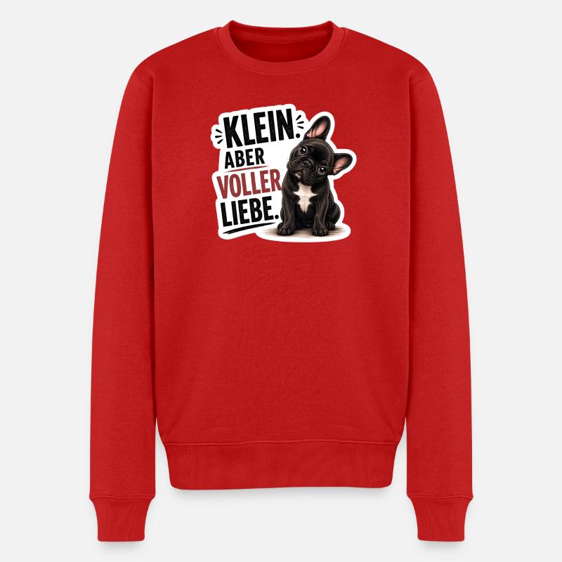 Frenchie Klein aber voller Liebe - Männer Premium Bio Pullover - Rot
