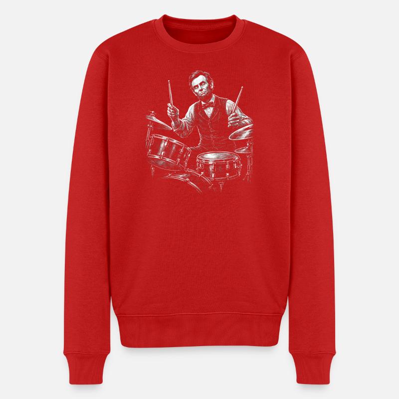 Abraham Lincoln Drummer - Männer Premium Bio Pullover - Rot