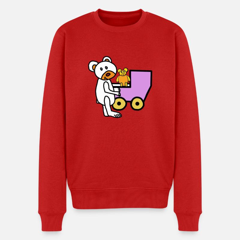 Mama Teddybär Baby Kind Bär - Männer Premium Bio Pullover - Rot