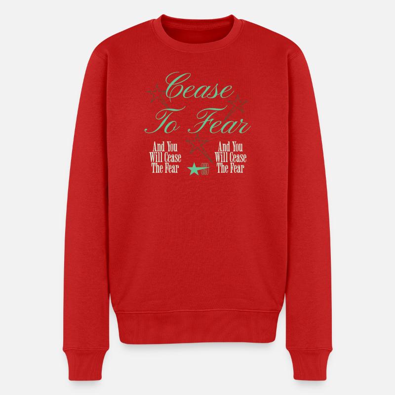 Angst Besiegen Spruch Design - Männer Premium Bio Pullover - Rot