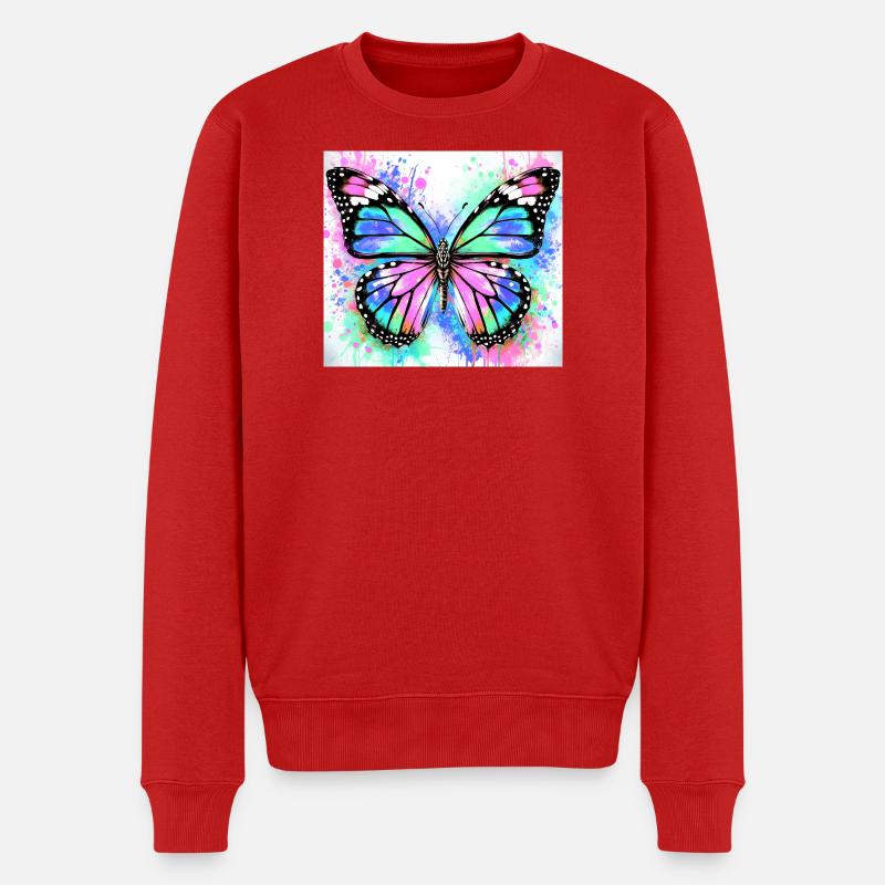 Schmetterling - Männer Premium Bio Pullover - Rot
