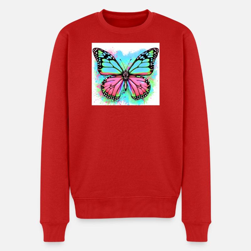 Schmetterling - Männer Premium Bio Pullover - Rot