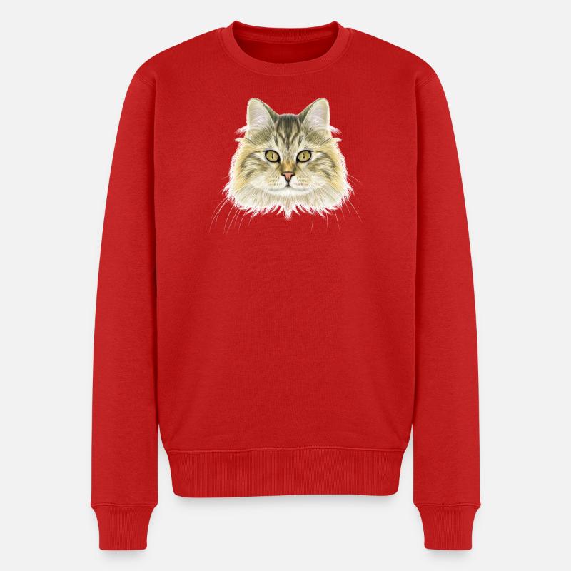 Norwegische Waldkatze  - Männer Premium Bio Pullover - Rot