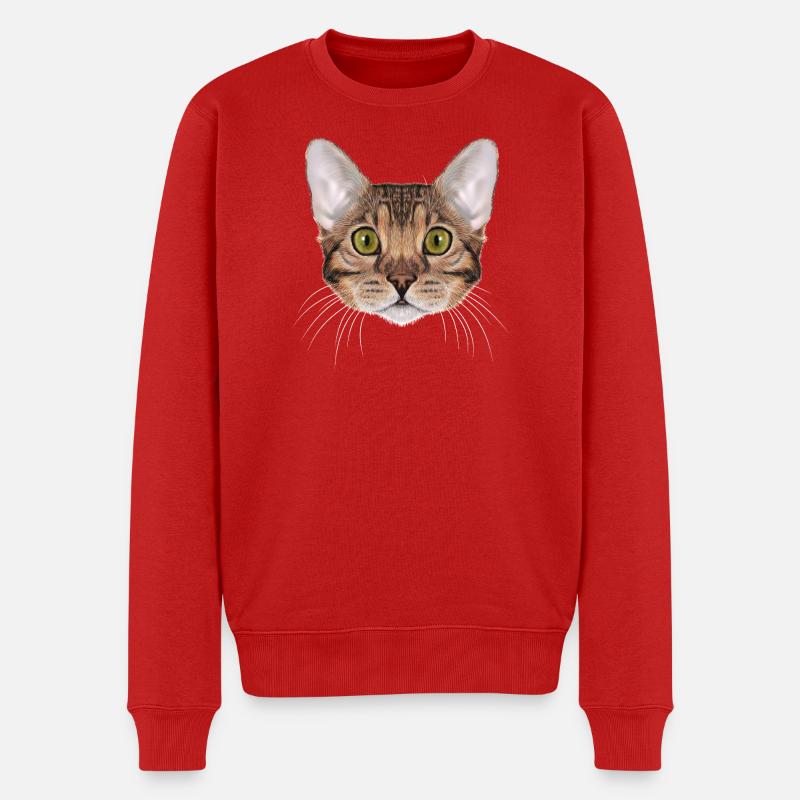 Chat du Bengale - Pull Premium bio Homme - rouge