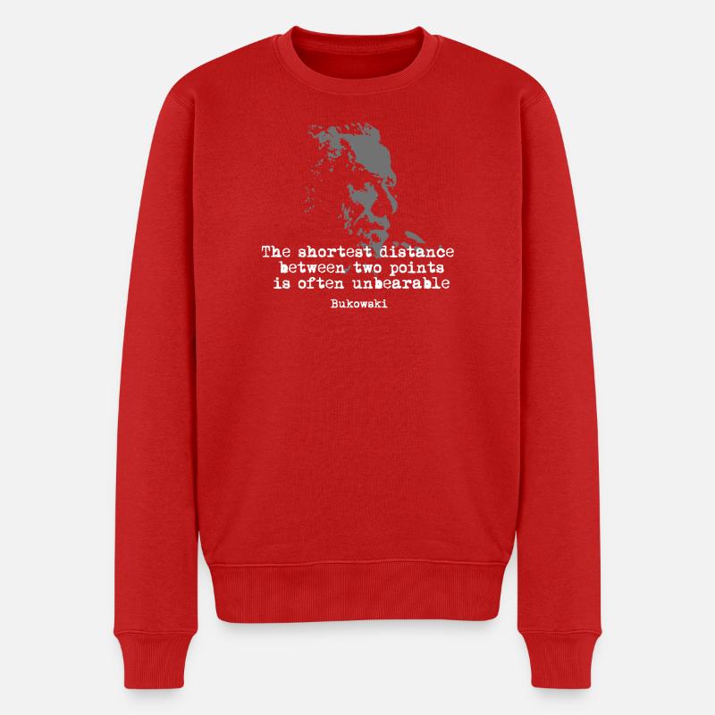 Bukowski-Zitat-Grunge-Typografie - Männer Premium Bio Pullover - Rot