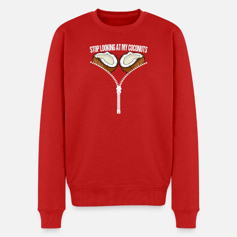 Coconut Zipper Joke Graphic Tee - Pull Premium bio Homme - rouge