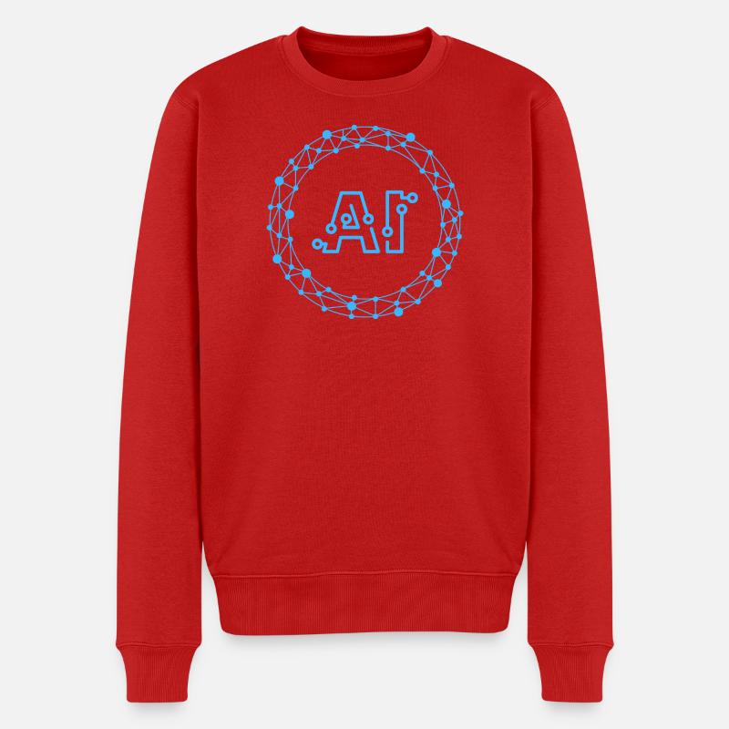 Futuristic AI Data Network Symbol - Pull Premium bio Homme - rouge