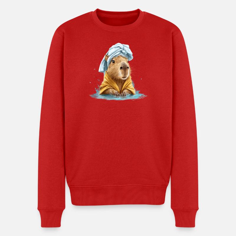 Kapybara en serviette de bain et peignoir - Pull Premium bio Homme - rouge