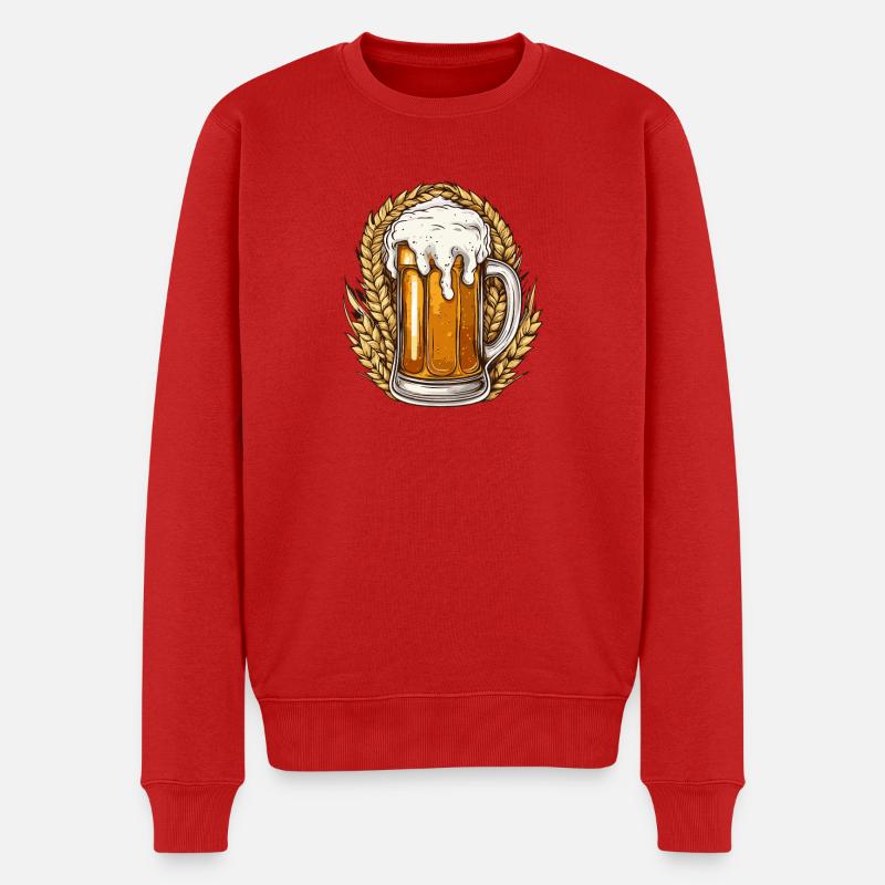 Bière, Chop de Bière, houblon - Pull Premium bio Homme - rouge