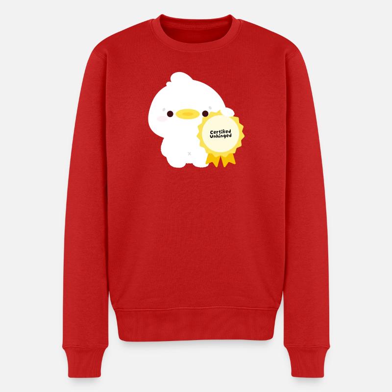 Zertifizierte unberechenbare Ente - Männer Premium Bio Pullover - Rot