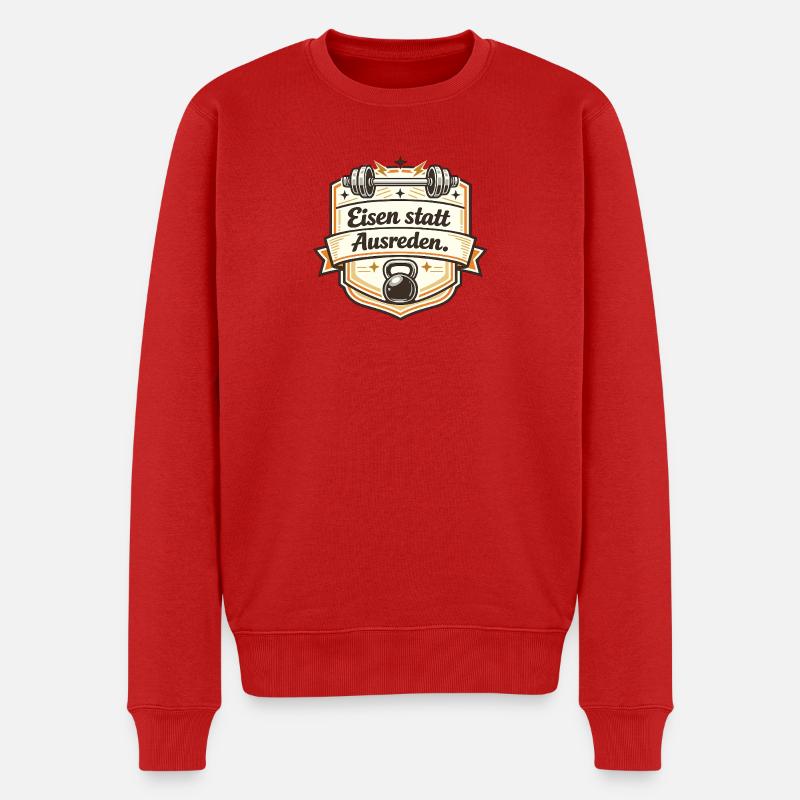 Eisen statt Ausreden - Männer Premium Bio Pullover - Rot