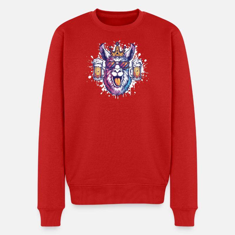 Alpaka Bier Lustig - Männer Premium Bio Pullover - Rot