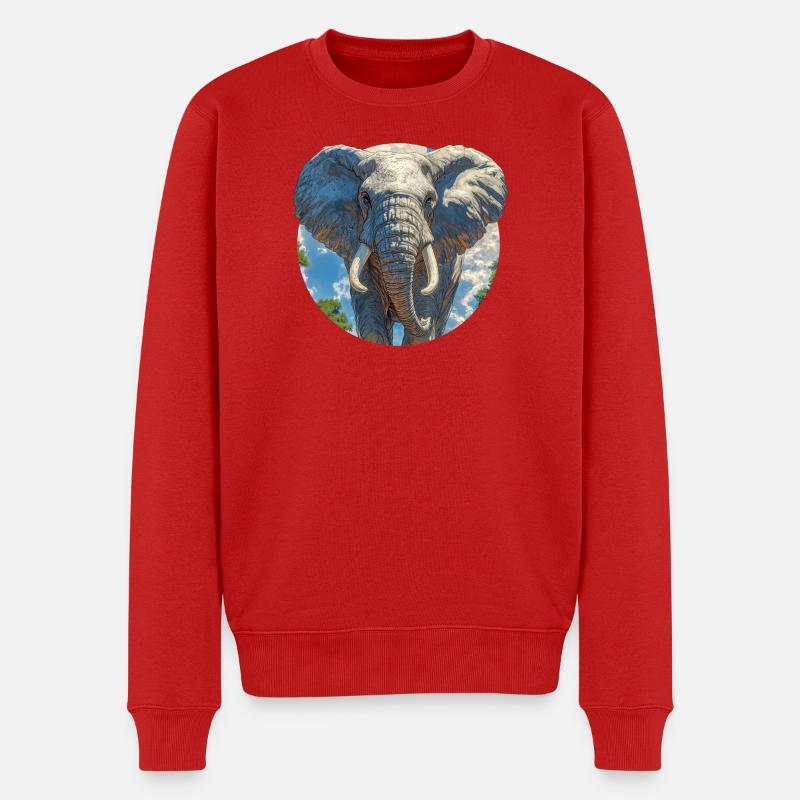 Elefantendesign - Männer Premium Bio Pullover - Rot