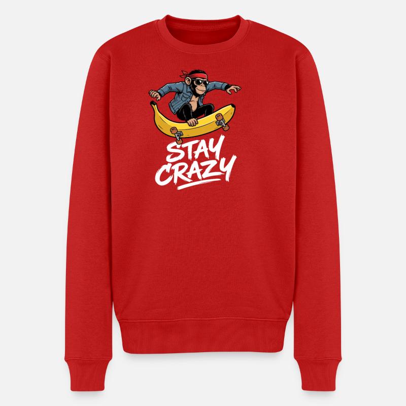 Skateboard Singe Fou - Pull Premium bio Homme - rouge