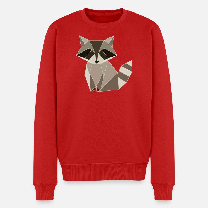 Waschbär Polygon Geometrie Design  - Männer Premium Bio Pullover - Rot