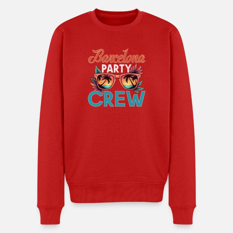 Barcelone Crew - Pull Premium bio Homme - rouge
