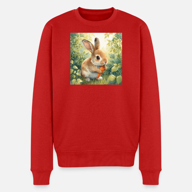 Niedlicher Hase  - Männer Premium Bio Pullover - Rot