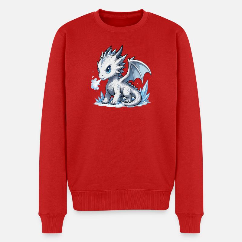 Kristall-Eisdrache - Männer Premium Bio Pullover - Rot