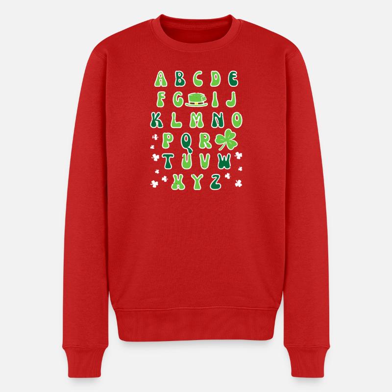 Irisches Alphabet-Kleeblatt-Design - Männer Premium Bio Pullover - Rot