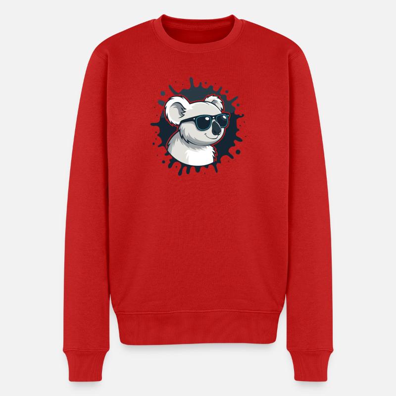 Koala-Chic-Brille auf blauem Splash - Männer Premium Bio Pullover - Rot
