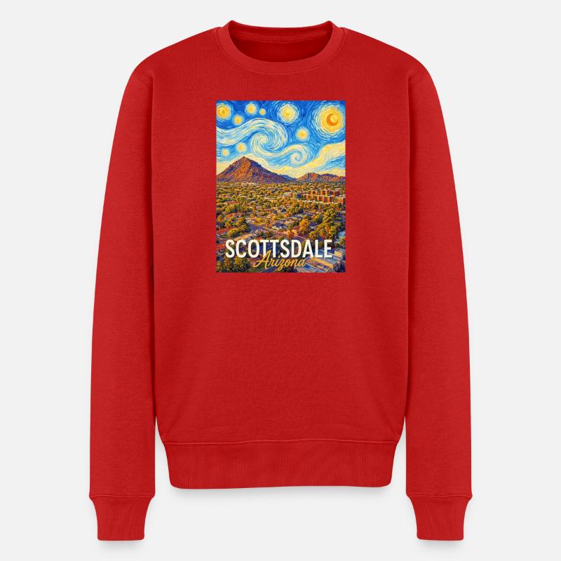 Scottsdale Arizona Sonnenkunst Poster - Männer Premium Bio Pullover - Rot