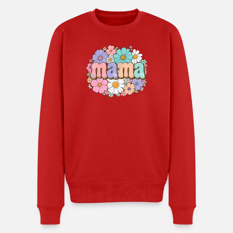 Fleurs de maman rétro - Pull Premium bio Homme - rouge