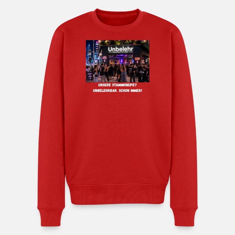 Unsere_Stammkneipe_Unbelehrbar - Männer Premium Bio Pullover - Rot