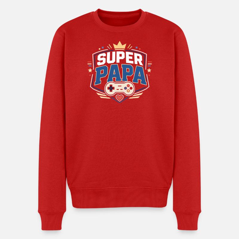 Super Papa Gaming Schild - Männer Premium Bio Pullover - Rot