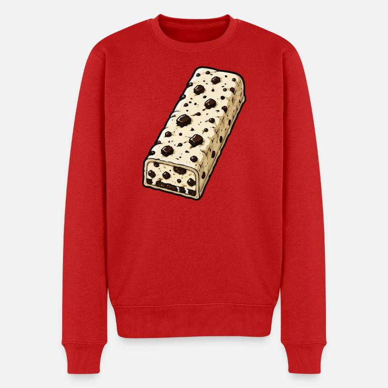 Chocolate Bar with Chocolate Chip Pattern - Men's Premium Organic Jumper - red